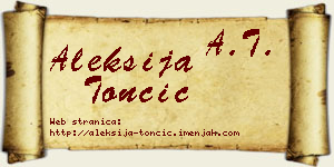 Aleksija Tončić vizit kartica